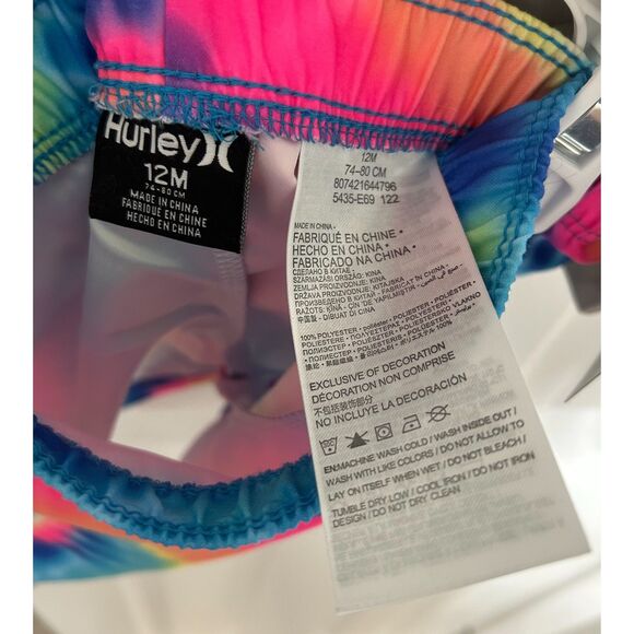 NWT Hurley 2 Piece Swim Set Size 12 Months Rashguard and Shorts Mulitcolor - Picture 6 of 7
